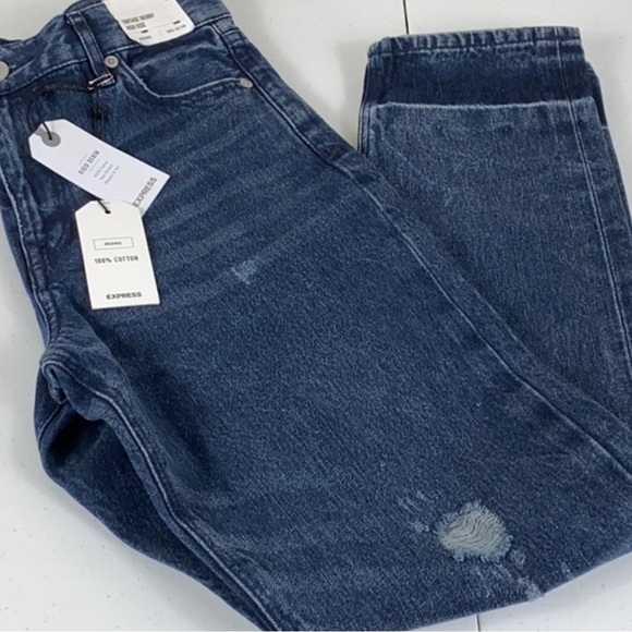 Express 100% Cotton Distressed Faded Ankle Length Jeans - Picture 2 of 5